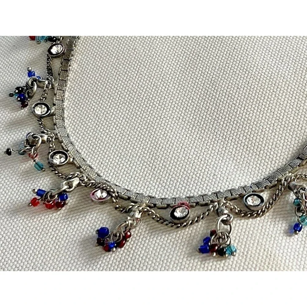 Y2K Bling Ankle Colorful Rhinestones & Bead Ankle Bracelet Belly Dancer Boho